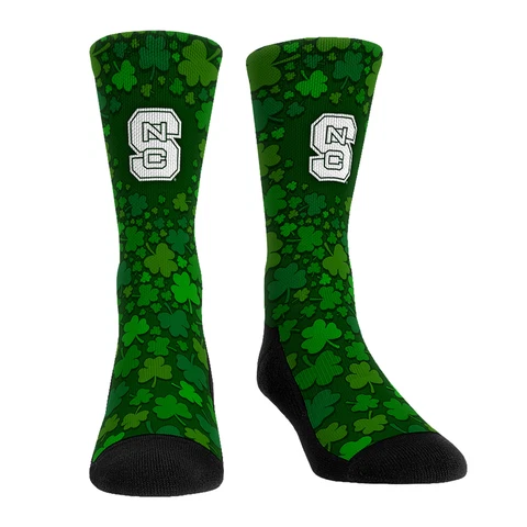 Rock Em Socks NC State Wolfpack St. Patrick's Day Shamrock Crew Socks Cover