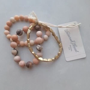 Universalfäden Echtstein goldfarben elastisches Armband - Bild 1 von 5
