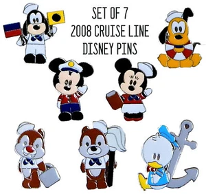 Disney Pin Cruise Line Set 7 Pin Set Mickey Minnie Goofy Pluto ¡RARO!! - Imagen 1 de 1