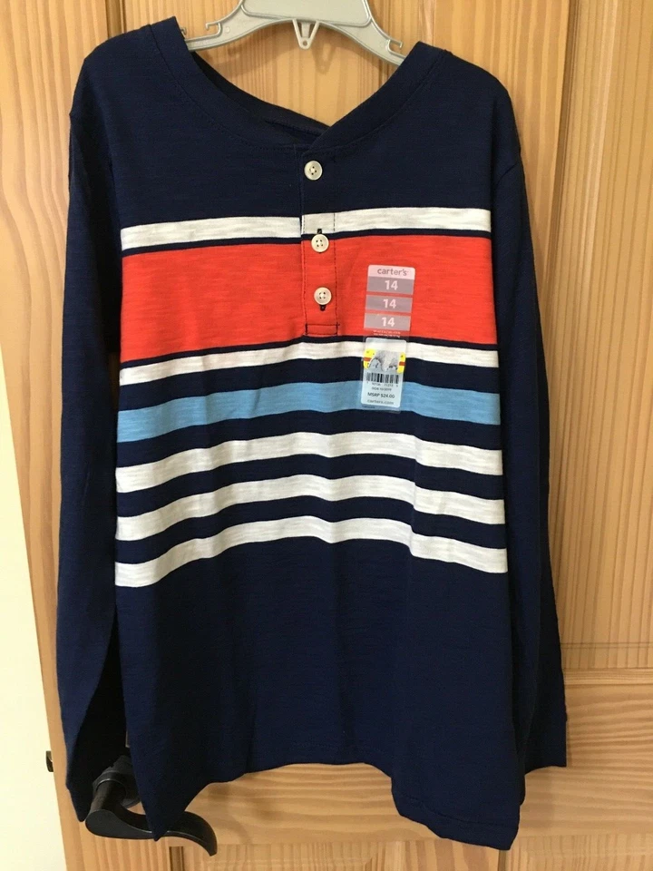 Nueva Camiseta Top Carter's Niños Rayas Azul Marino 6,10,14 Foto 1 de 1