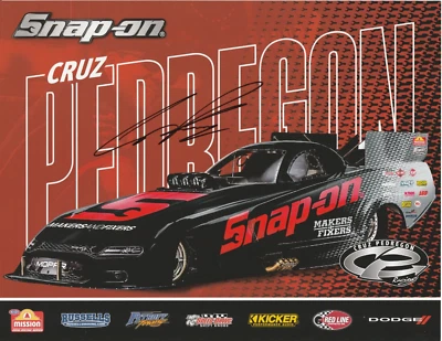 2024 克鲁兹·佩德里贡签名 SNAP-ON NHRA DRAG 赛车英雄照片卡道奇 — 第 1/2 张图片