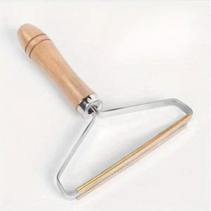 1count Portable Manual Lint Remover Wooden Handle Fabric Shaver Pet Hair Scraper - Picture 1 of 16