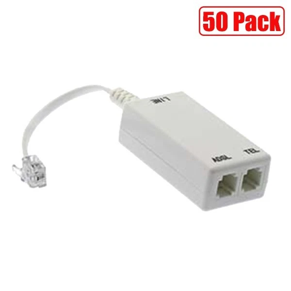 50x ADSL ADSL2 DSL Modem Telephone Phone Fax InLine Splitter Filter Network RJ11 - Image 1 of 3