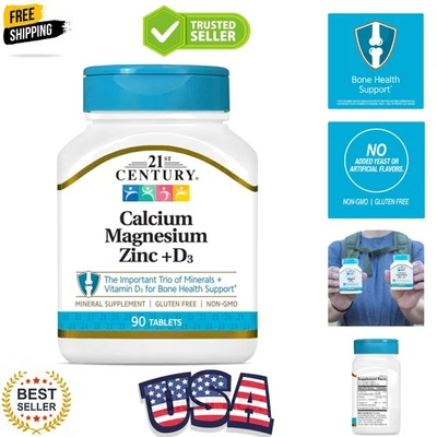 90 comprimidos Cal Mag zinco + D3 contagem - minerais essenciais para uma saúde ideal - Imagem 1 de 4