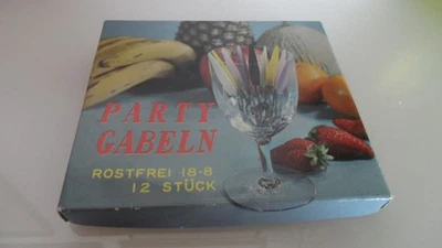 Vintage Cocktail Party Gabeln 12 Stück mehrfarbig in Originalverpackung 1950er - Bild 1 von 3