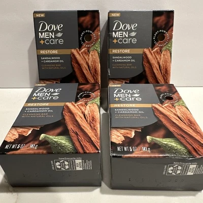 4 Barras DOVE Hombres + Cuidado Jabón Restaurar Sándalo Cardamomo Aceite Barra Limpiadora Jabones  Foto 1 de 2