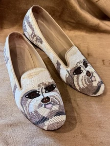 Donald J Pliner Beaded Slip On Loafers Maltese Flats Size 7.5 Italy Art To Wear - Picture 1 of 11