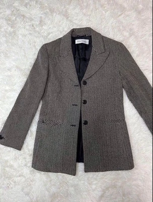 Chaqueta Abrigo Blusa Max Mara Espiga A Medida Mujer Talla EE. UU. 4 Mezcla Lana Foto 1 de 4