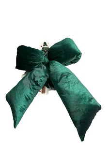 Green Puffy Christmas Bow Velvet Huge Ornamental Decorative Decor NEW - Picture 1 of 6