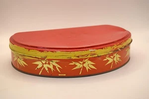 Vintage Retro Huntley & Palmers Red Hinged Biscuit Tin Shabby Chic - Picture 1 of 3