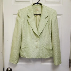 ALBERTO MAKALI Vintage Blazer hellgrün Chevron strukturiert gefüttert Größe 6 - Bild 1 von 8