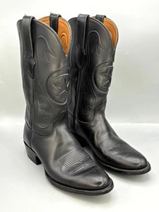 Botas de Vaquero Exclusivas para Hombres Black Jack Cuero Negro Rancho Mano Media Pantorrilla Western - Imagen 1 de 14