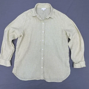 J. Jill Love Leinen weiß grün Gingham Button Down Kragen Shirt Top Größe Small - Bild 1 von 8