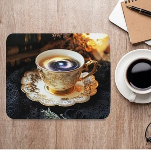 Cosmic Teacup Mouse Pad Vintage Tea Cup with Galaxy Celestial Desk Accessory - Picture 1 of 5