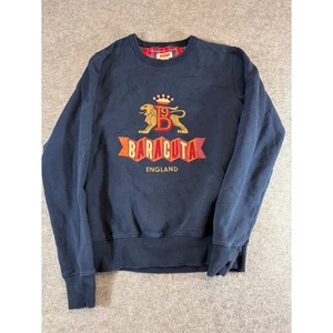 Baracuta England Sweatshirt Mens XS Blue Embroidered Crew Neck Streetwear Y2K - Picture 1 of 7