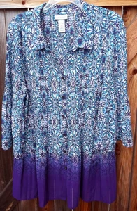 NWOT 💥CATHERINES💥 3/4 Sleeve Button Front Pleated Blouse Shirt Top 2X (22/24W) - Picture 1 of 2