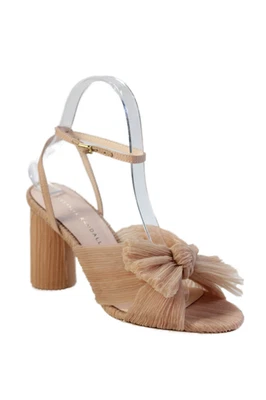 Loeffler Randall Mujer Camelia Plisado Lazo Tacón con Correa para el Tobillo - Talla Belleza Foto 1 de 4