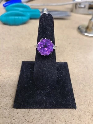 JTV Purple Amethyst Rhodium Over Sterling Silver Ferris Wheel Cut Ring 4.7 - Image 1 of 4