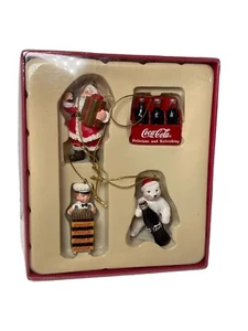 Vintage Neu Kurt S. Adler Cola Coca Cola Ornamente - 4er Set mit Weihnachtsmann SELTENES SET! - Bild 1 von 9