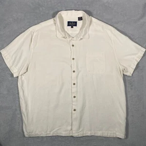 Nat Nast Luxury Originals Camp Shirt Men 2XL White Silk Blend Short Sleeve - Picture 1 of 10