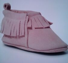 Dymples Baby Size 2Pink,Fringe Suede Leather Boots,Age:12M, 11 1/2cm heel to toe