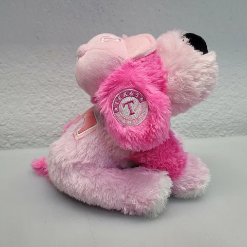 Texas Rangers Plush Puppy Dog Stuffed Animal 10" MLB Pink w Baseball Hat Cover