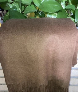 "Manta de lanzamiento marrón cachemira a &R 100 % cachemira 56"" X 70"" flecos 6""" - Imagen 1 de 7