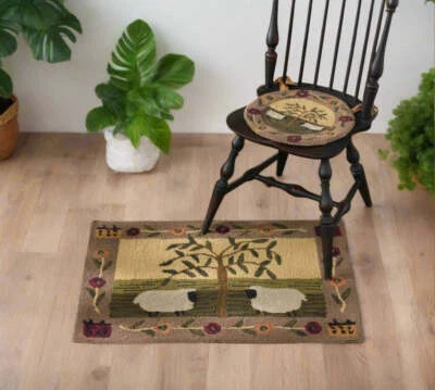 Alfombra Primitiva/Granja Sauce y Oveja Enganchada 2x3 Foto 1 de 4