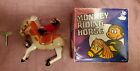 Vintage Tin Wind-Up Toy Monkey Riding Horse W/key in Original Box. Works Great