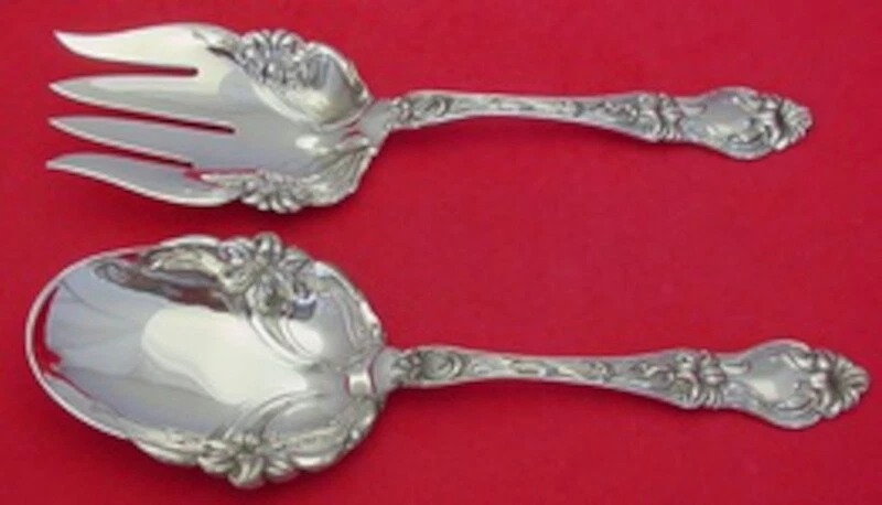 Juego de servir ensalada de plata esterlina Lily de Frank Whiting como elegante con lirios 9" Foto 1 de 1