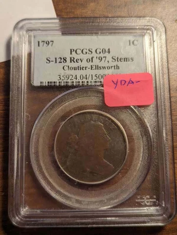 1797 PCGS G-04, S-128 REV. OF 97, STEMS LARGE CENT (CLOUTIER-ELLSWORTH COLLECTIO Cover