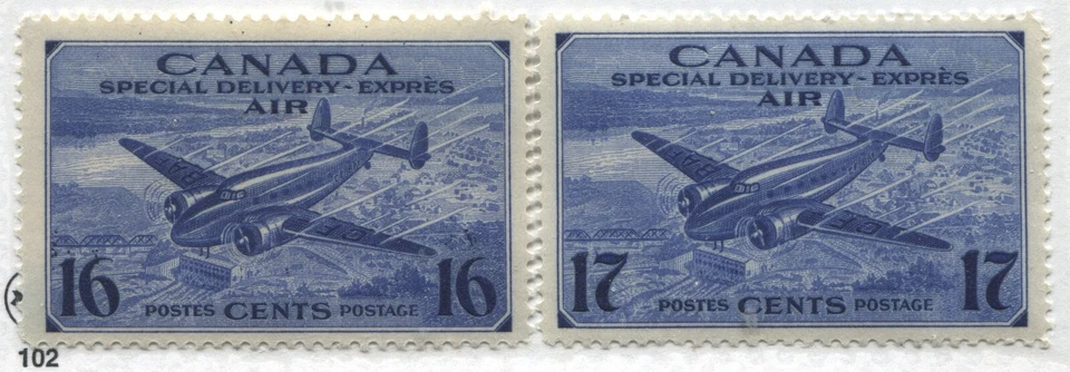 Canada 1946 16 & 17 cents Air Mail Special Delivery aniline ink mint o.g. hinged - Image 1 of 1