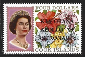 Cook Islands, Scott #283, Overprinted $4 issue for Apollo 13 Splashdown, MH - Picture 1 of 1