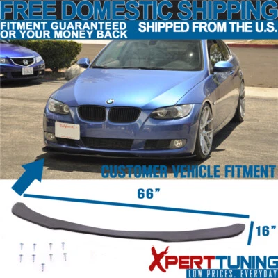 Fits Universal 66x16 In Front Bumper Lip Unpainted Black - PU Foto 1 de 3