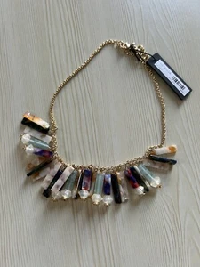 Ann Taylor Gold Necklace With Different Color Crystal Stones NWT - Picture 1 of 6