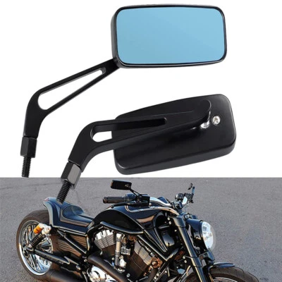 Motorcycle Bobber Rectangle Custom Side Mirrors m8 m10 For Harley Kawasaki Honda - Image 1 of 4