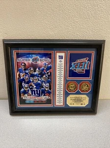 2007 New York Giants Super Bowl XLII 24kt medallions and photo Framed 747/5000 - Picture 1 of 6