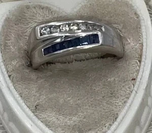 Levian Ring 14 Karat echter Diamant & Saphir Weißgold - Bild 1 von 6