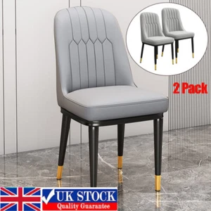 2PCS Dining Chairs Faux Leather Padded Seat Metal Leg Kitchen Restaurants Chair~ - Picture 1 of 12