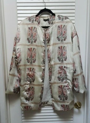 Topshop 夹克 Chuck On Style 猫头鹰印花天然衬垫衬里 US 8 EUR 40 英国 12 — 第 1/4 张图片