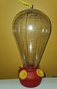 Hummingbird Feeder Clear Red Yellow Plastic True Living Outdoor Decor 9 Inches - Picture 1 of 2