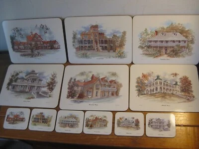 Vintage Set 6 Place Mats & 6 Coasters (Historic Buildings) New Zealand (1982) - Image 1 of 4