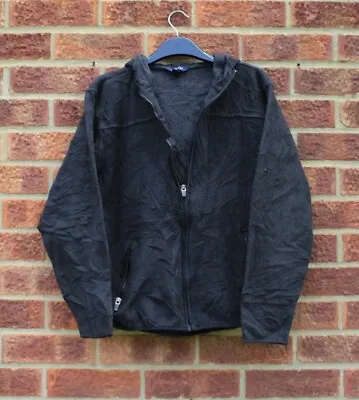 Vintage Black Zip Up Top Jacket Soft Fleece Plain Hoody L • 18.31€