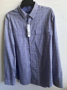 Elie Tahari NWT Large Orion Purple Checked Cotton Men’s Shirt Size Large - Picture 1 of 8