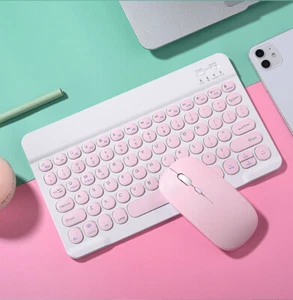 Wireless Bluetooth keyboard mouse Portable Retro Circular button for PC ipad Mac - Picture 1 of 14