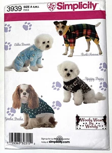 ROPA PARA MASCOTAS en 3 Tallas Pequeño Med y Grande Simplicidad Patrón de Costura 3939 - Imagen 1 de 4