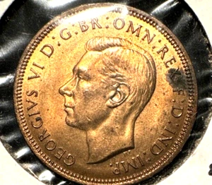 Great Britain 1937 half penny KM 844 Red Unc obv spot - Picture 1 of 4