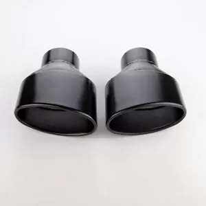 Par de puntas de escape de acero inoxidable negras ovaladas de 6" aptas para Audi RS Look - Imagen 1 de 9