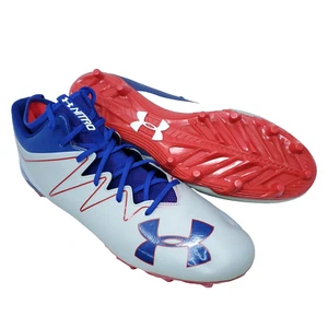 Under Armour Football Cleats Men Size 16 Blue Gray Team Nitro Mid Shoes Soccer - Picture 1 of 11