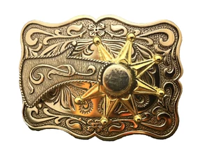 Western Cowboy "Spinning Spur" Metal Belt Buckle Square - Picture 1 of 9